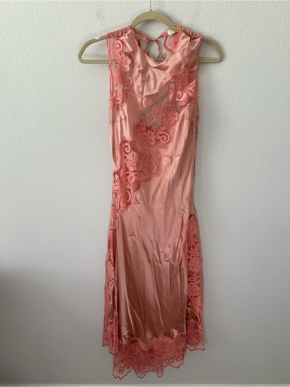 ULLA JOHNSON Kaia Open-Back Asymmetric Lace Silk Midi Pink Dress SZ US 6 NWT - Picture 3 of 10